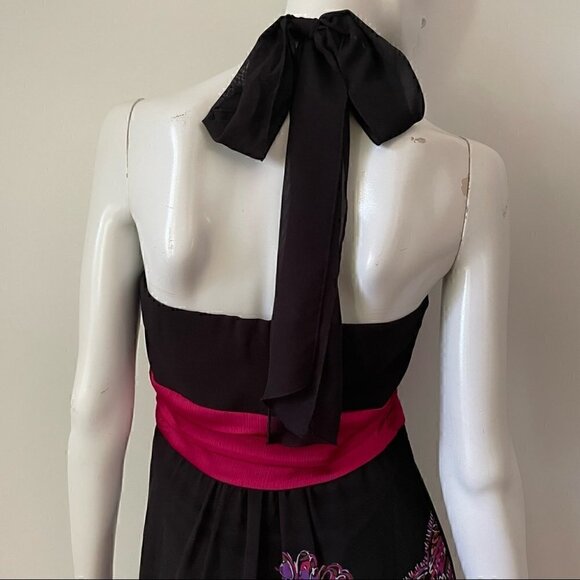 La Chateau Chiffon Floral Paisley Halter Maxi Dress, Sz Small - Picture 7 of 16